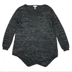 Joie Size Small Gray Metallic Silver Sweater with Asymmetrical Hem